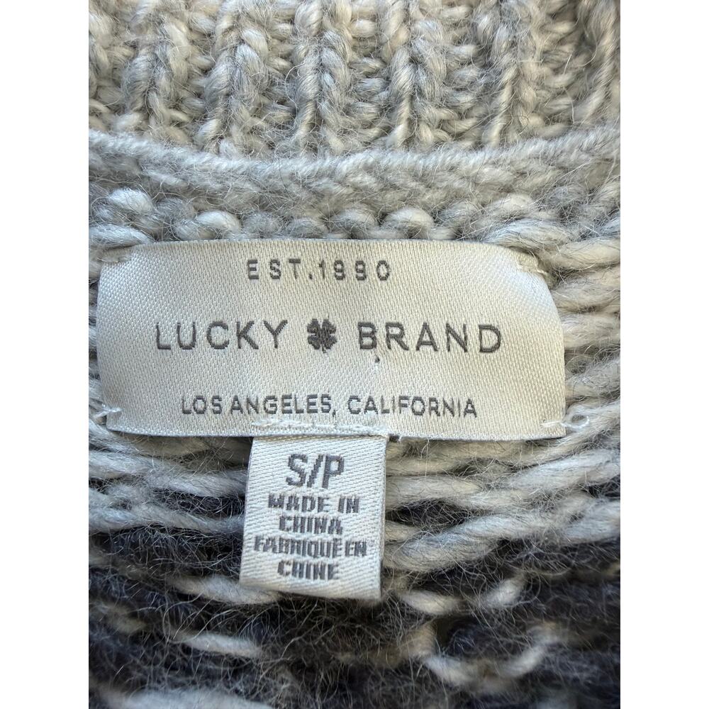 Lucky Brand Womens Sz S Fair Isle Pattern Gray Wool Blend Knit Sweater - Picture 3 of 6